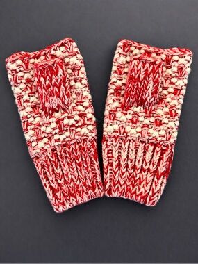 GAP Red & Cream Marled Fingerless Mitts